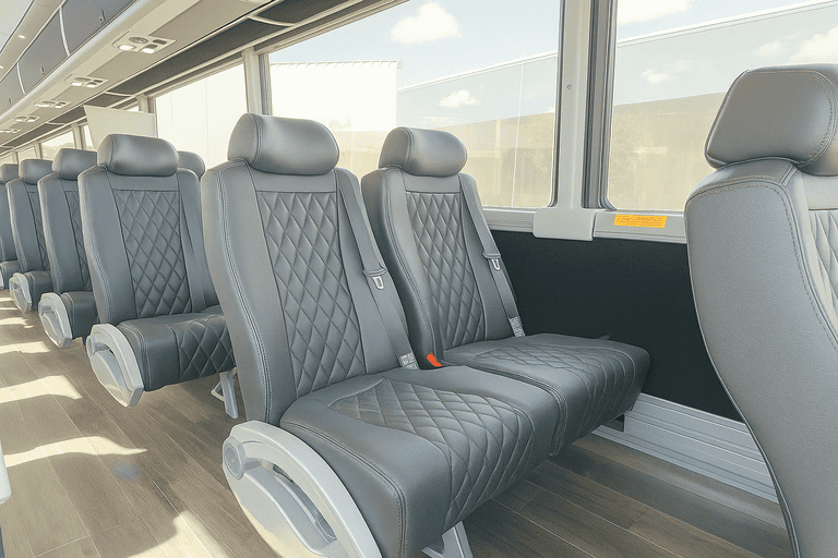 interior of Oxnard Coach Bus Service charter bus